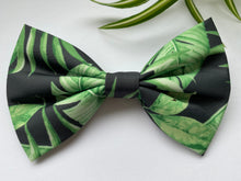 Load image into Gallery viewer, Charcoal tropical leaf print-Pet bow tie
