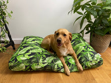 Load image into Gallery viewer, Pet bed cover-Charcoal Tropical leaf print
