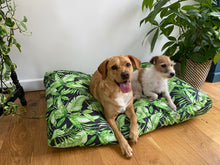 Load image into Gallery viewer, Charcoal tropical leaf pet bed
